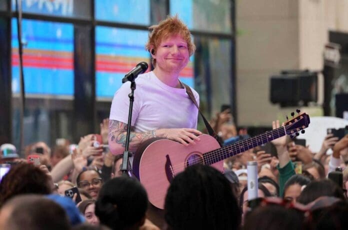 Ed Sheeran performs on the today show.