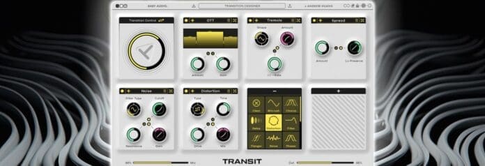 Baby Audio and Andrew Huang collaborate on 'Transit,' releasing a synthesizer interface with a black background.