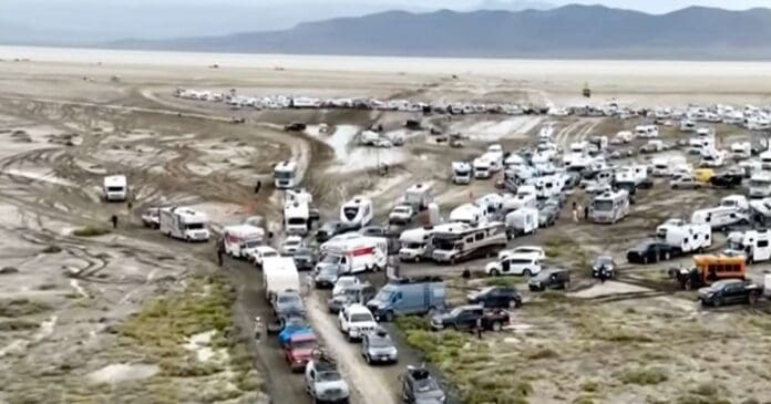 Thousands of Burning Man attendees remain stranded in the desert due to heavy rain.