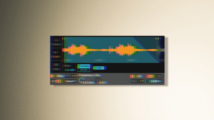 A computer screen displaying a looped sound wave.