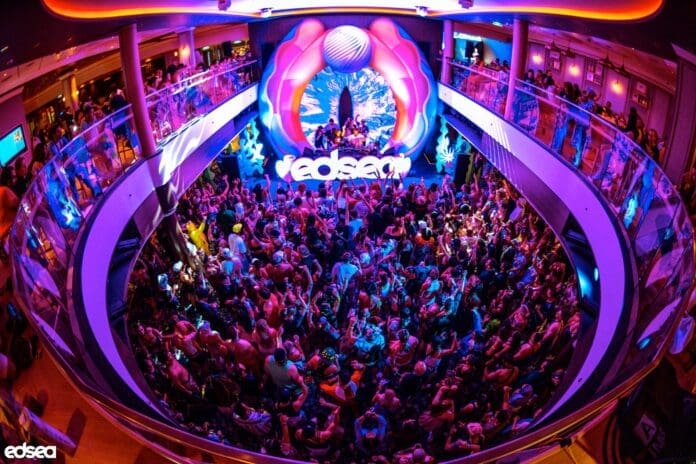 A crowd of people at an Insomniac nightclub during the EDSea, Sophomore 2024 Edition.