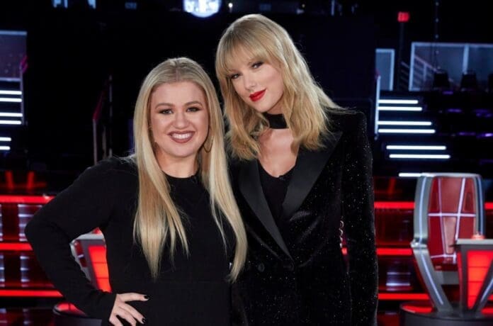 Taylor Swift joins Kelly Clarkson on The Voice.