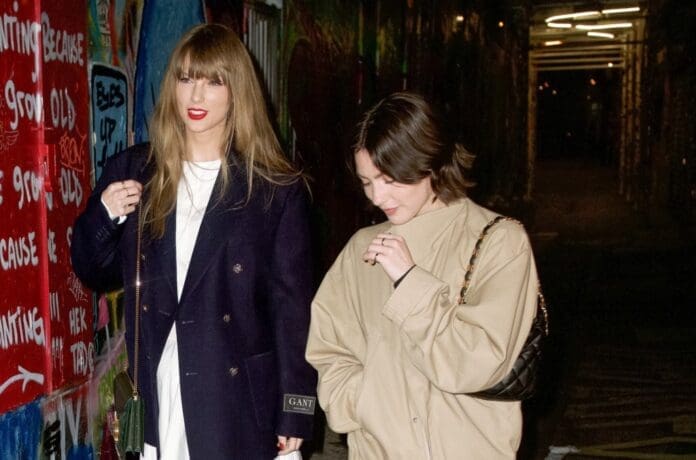 Taylor Swift hangs out with Gracie Abrams in London.